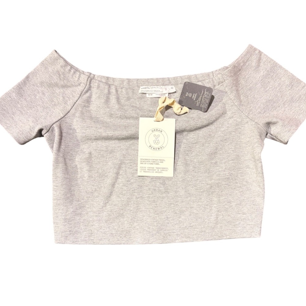 Urban Renewal Heather Gray Off the Shoulder Crop Top‎ Short Sleeve M NWT USA